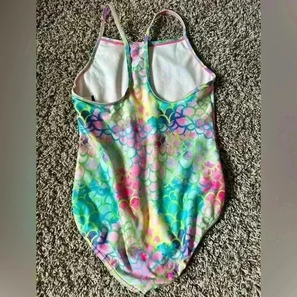 Girls Speedo Mermaid Blue, Green, Pink & Purple One Piece Swimsuit - Size L - Picture 2 of 5